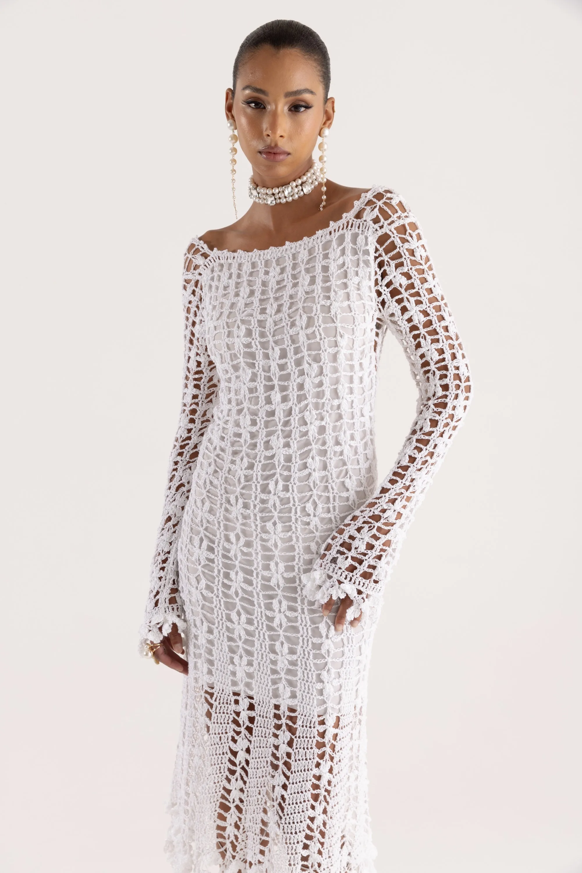 Green Vanilla White Midi Dress