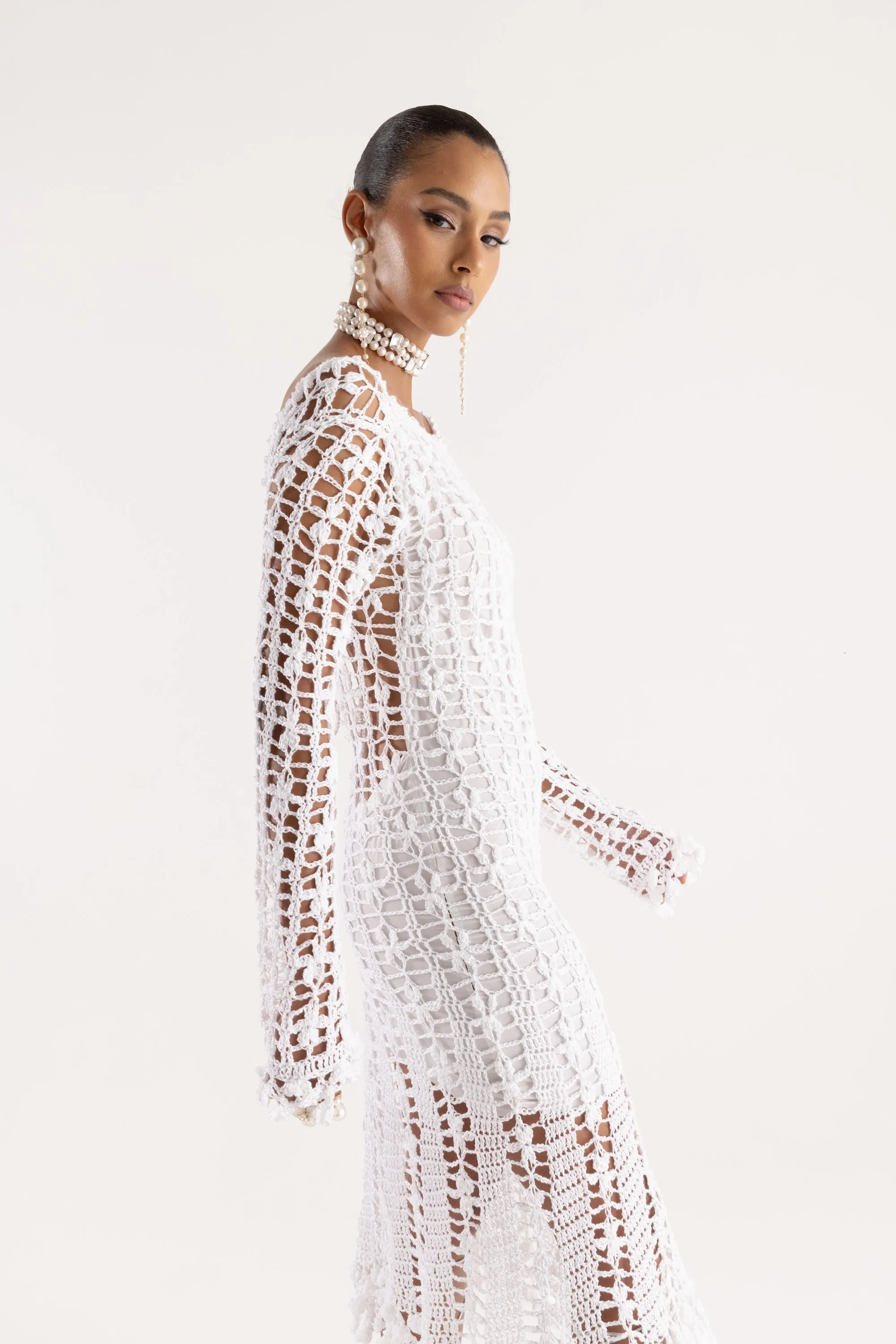 Green Vanilla White Midi Dress