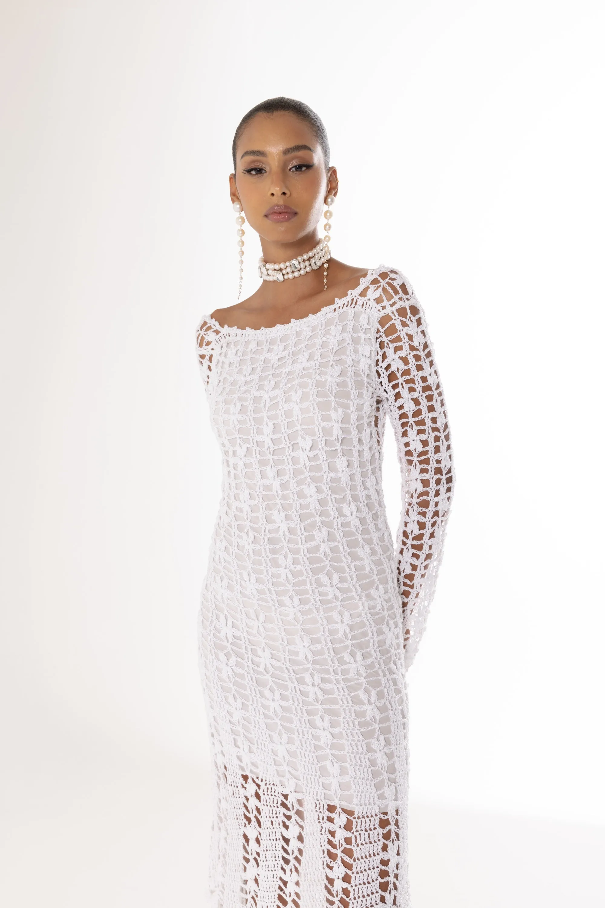 Green Vanilla White Midi Dress