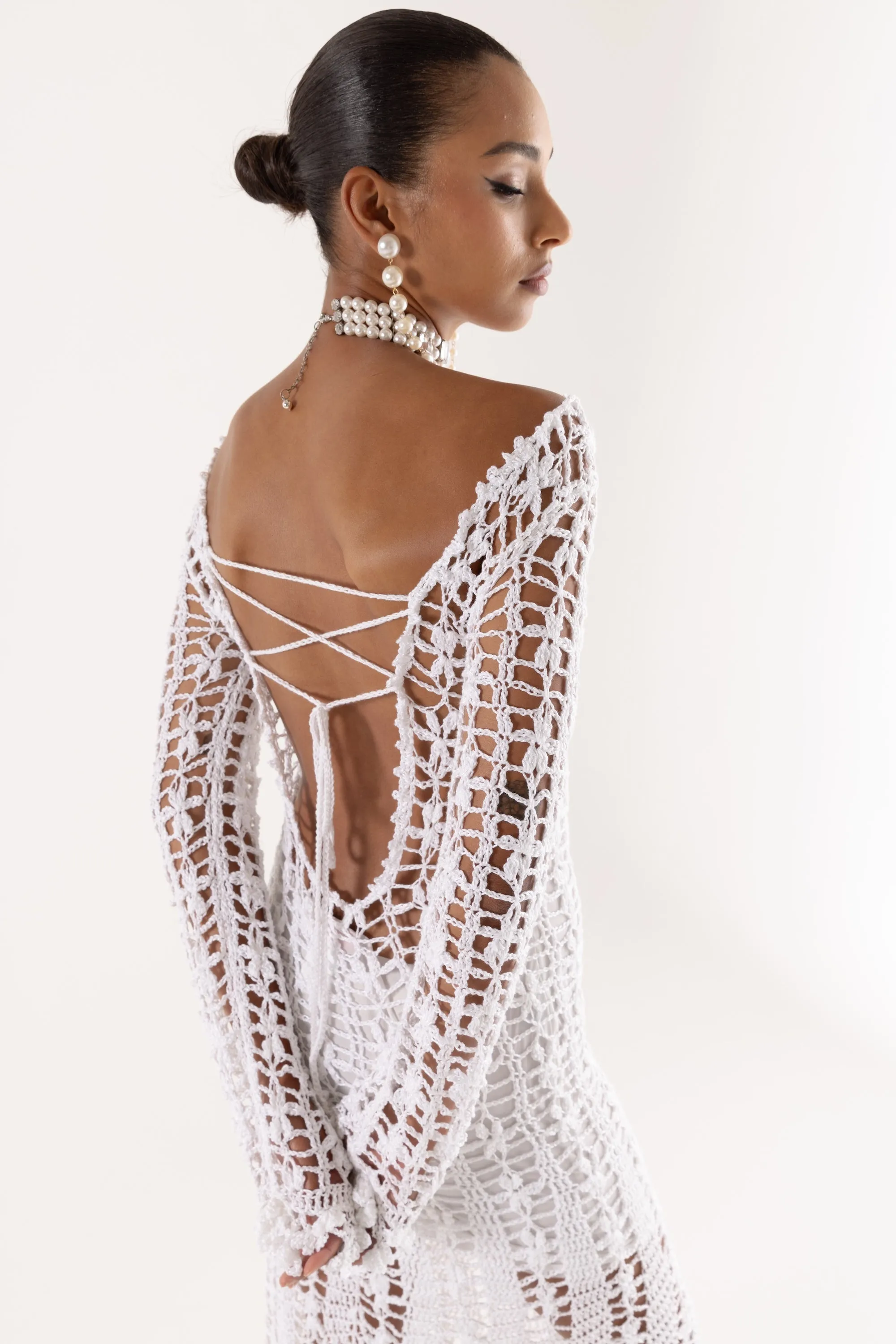 Green Vanilla White Midi Dress