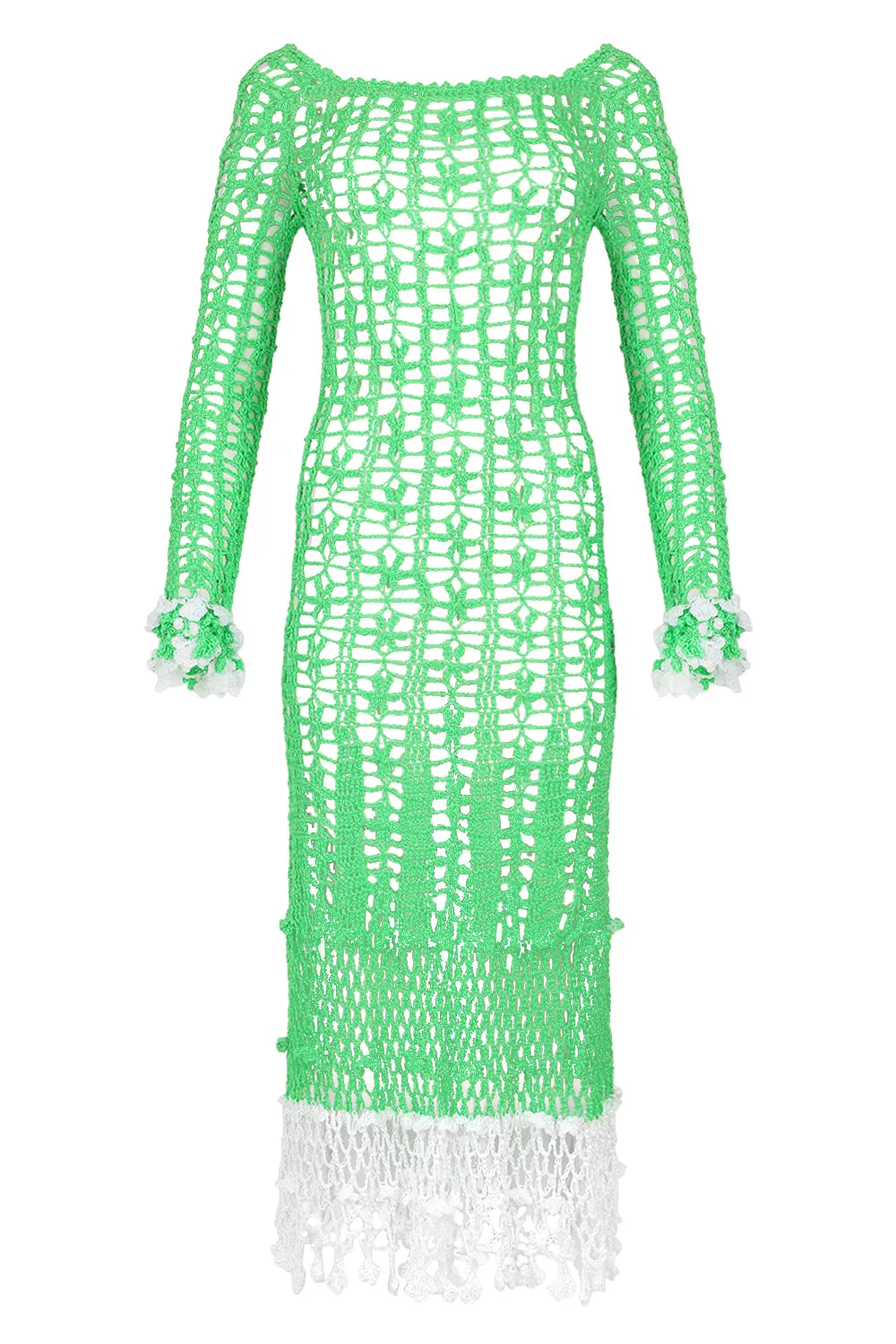Green Vanilla White Midi Dress
