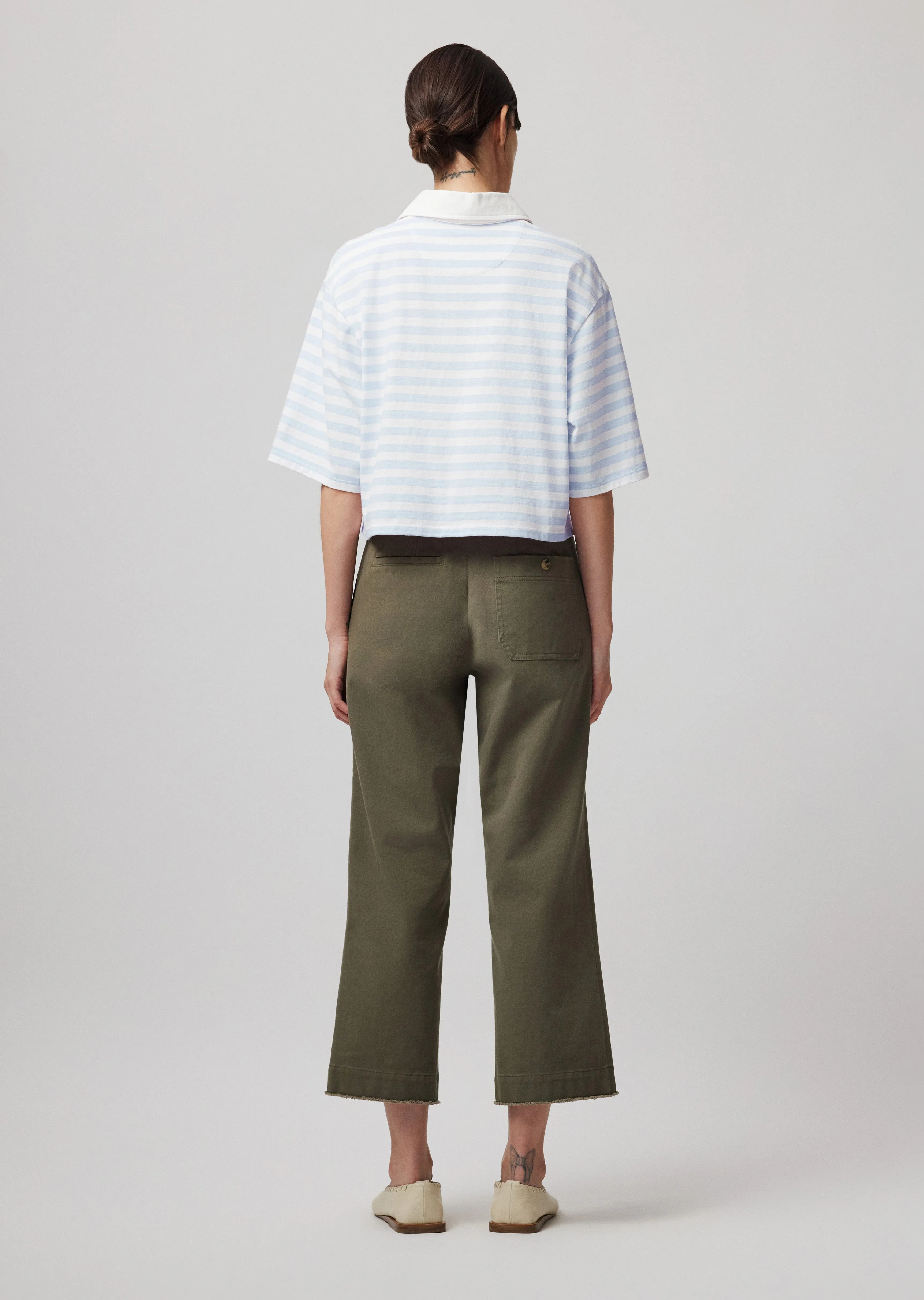 Heavyweight Jersey with Stripe Short Sleeve Polo - White-Powder Blue