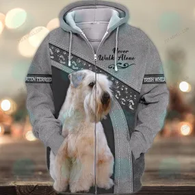 Irish Wheaten terrier Love Never Walk Alone 3D Full Print Shirts, Christmas Dog Memorial Gifts for loss of Dog