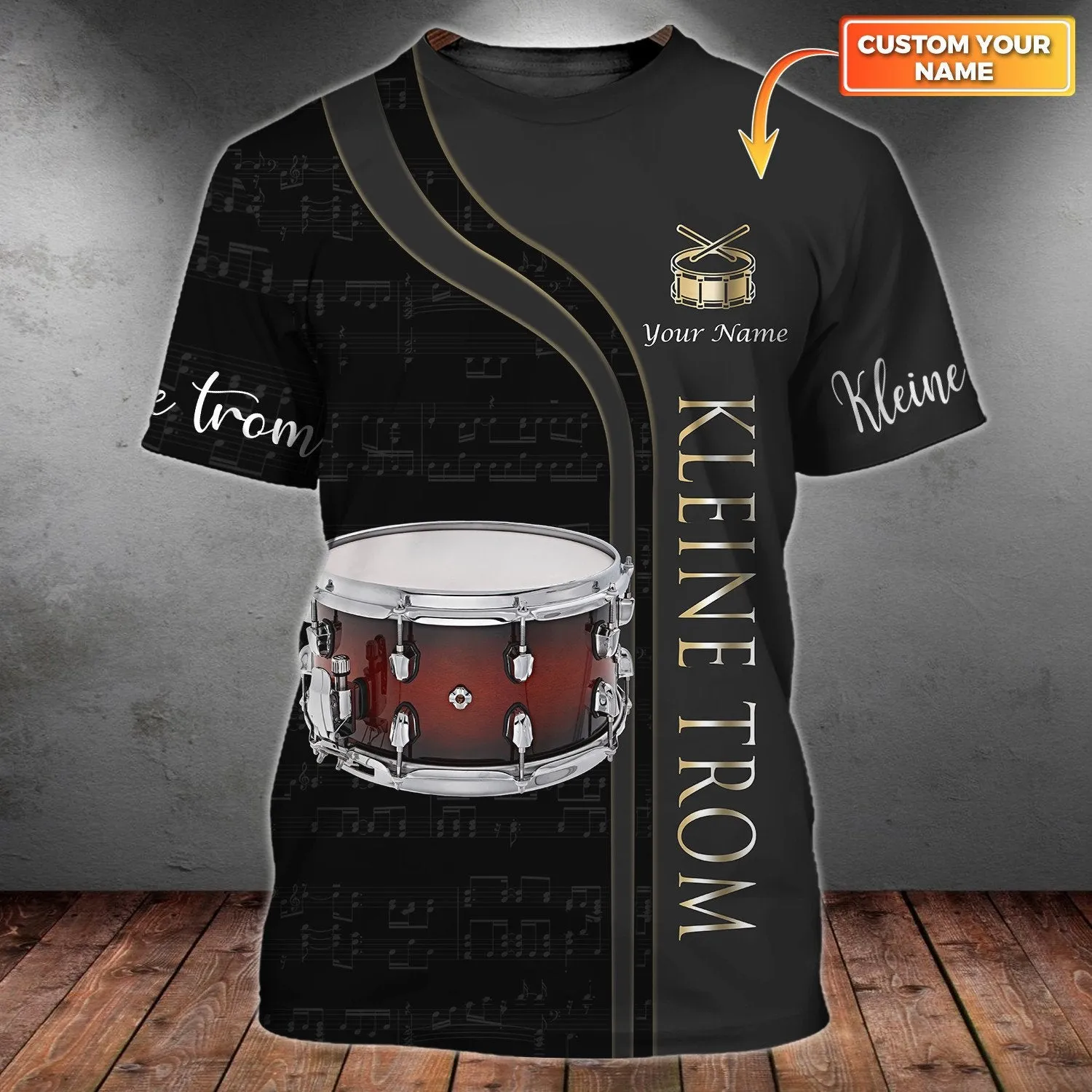 Kleine trom Personalized Name 3D Tshirt Zipper Hoodie Shirts, Gift for Musicial Lovers