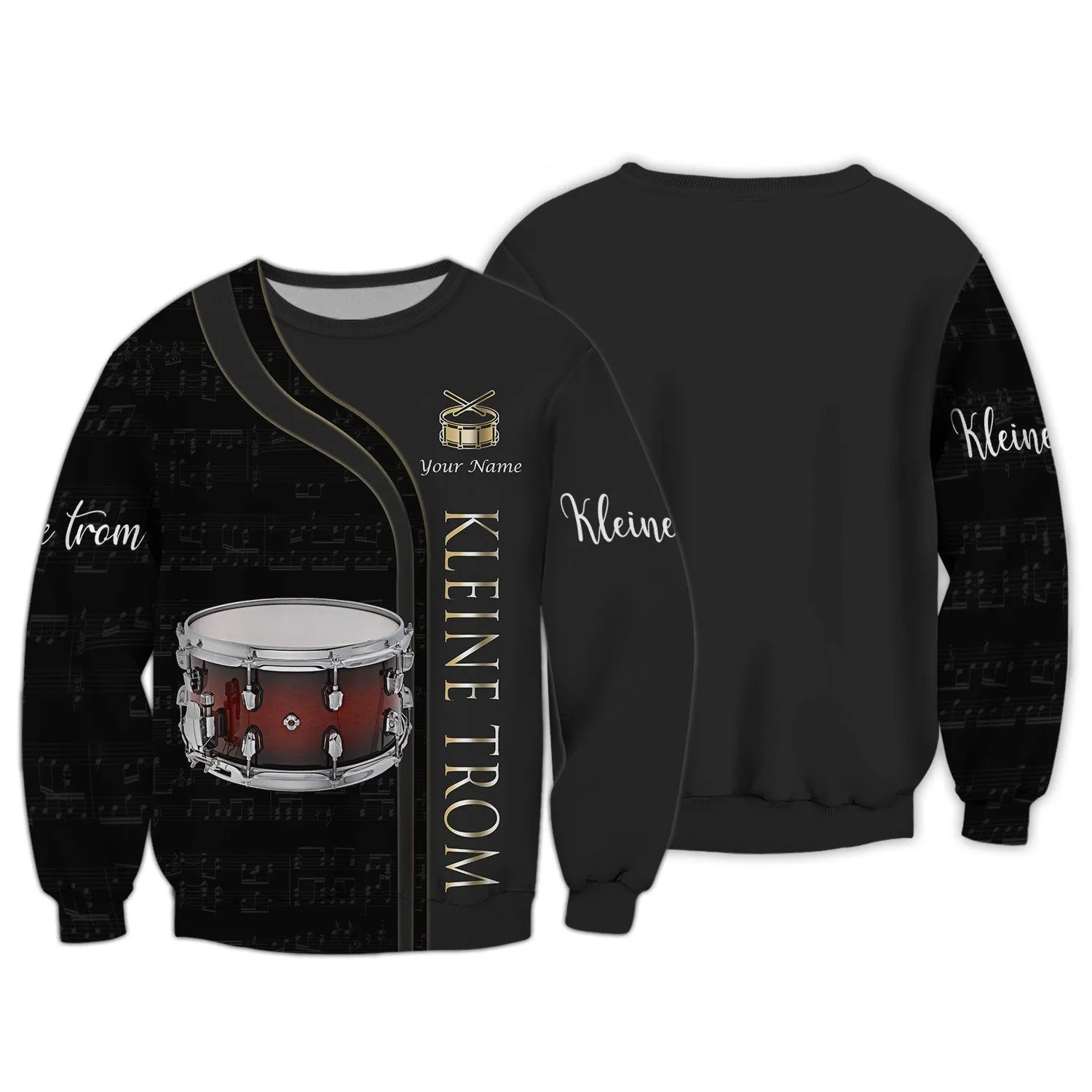 Kleine trom Personalized Name 3D Tshirt Zipper Hoodie Shirts, Gift for Musicial Lovers