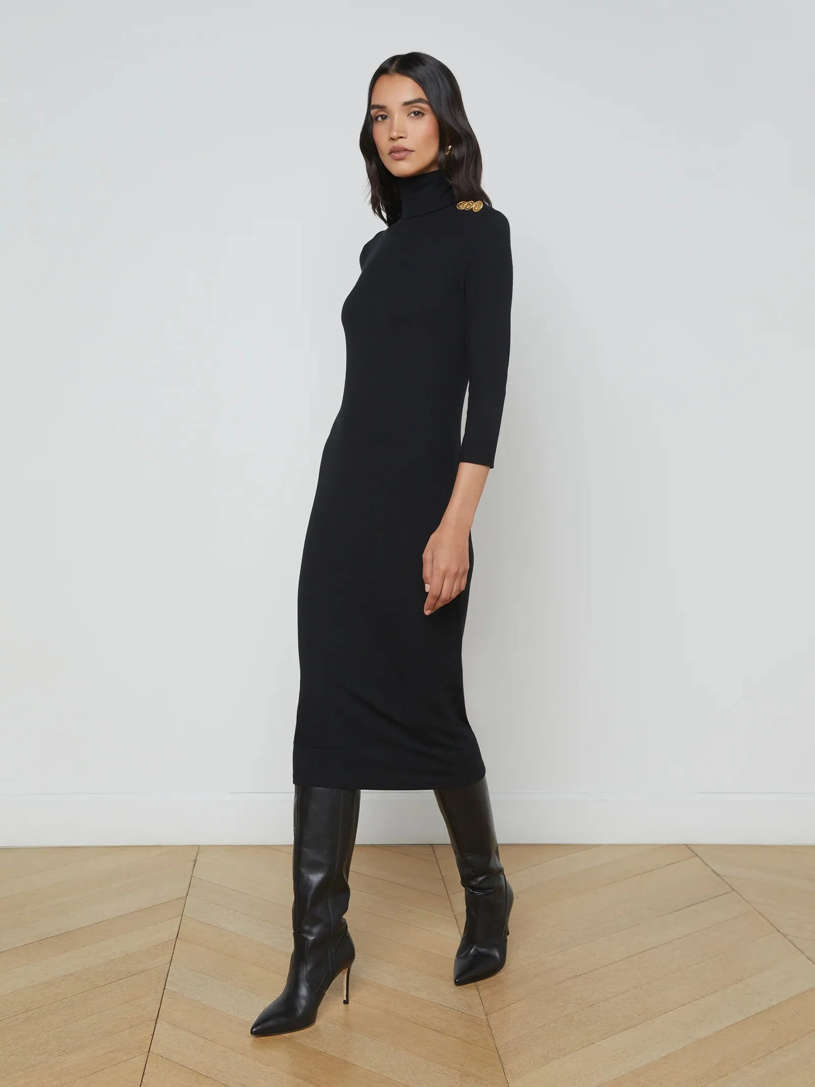 La61516 Turtleneck Knit Dress