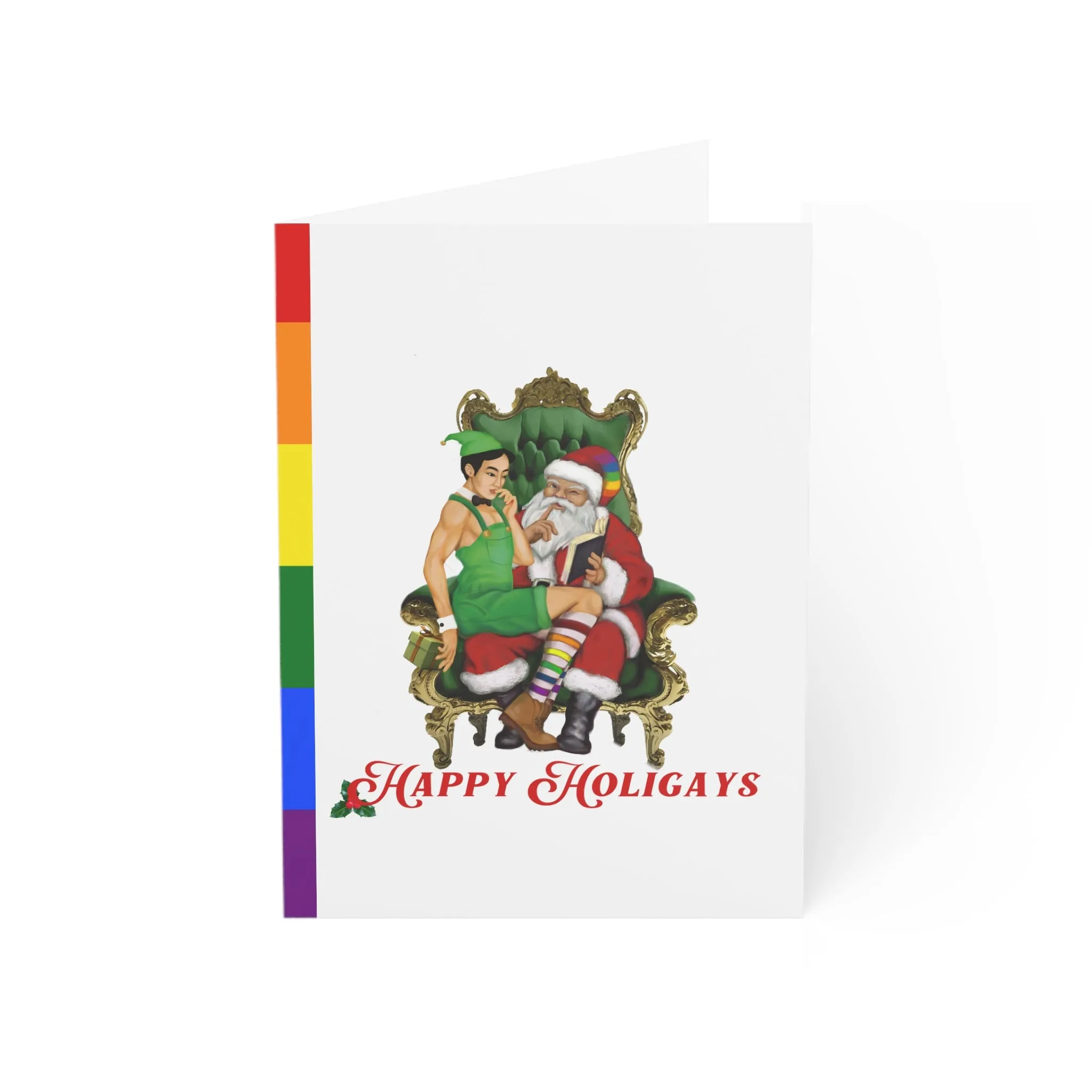 Merry Queermas Greeting Cards ' Happy Holigays (White)