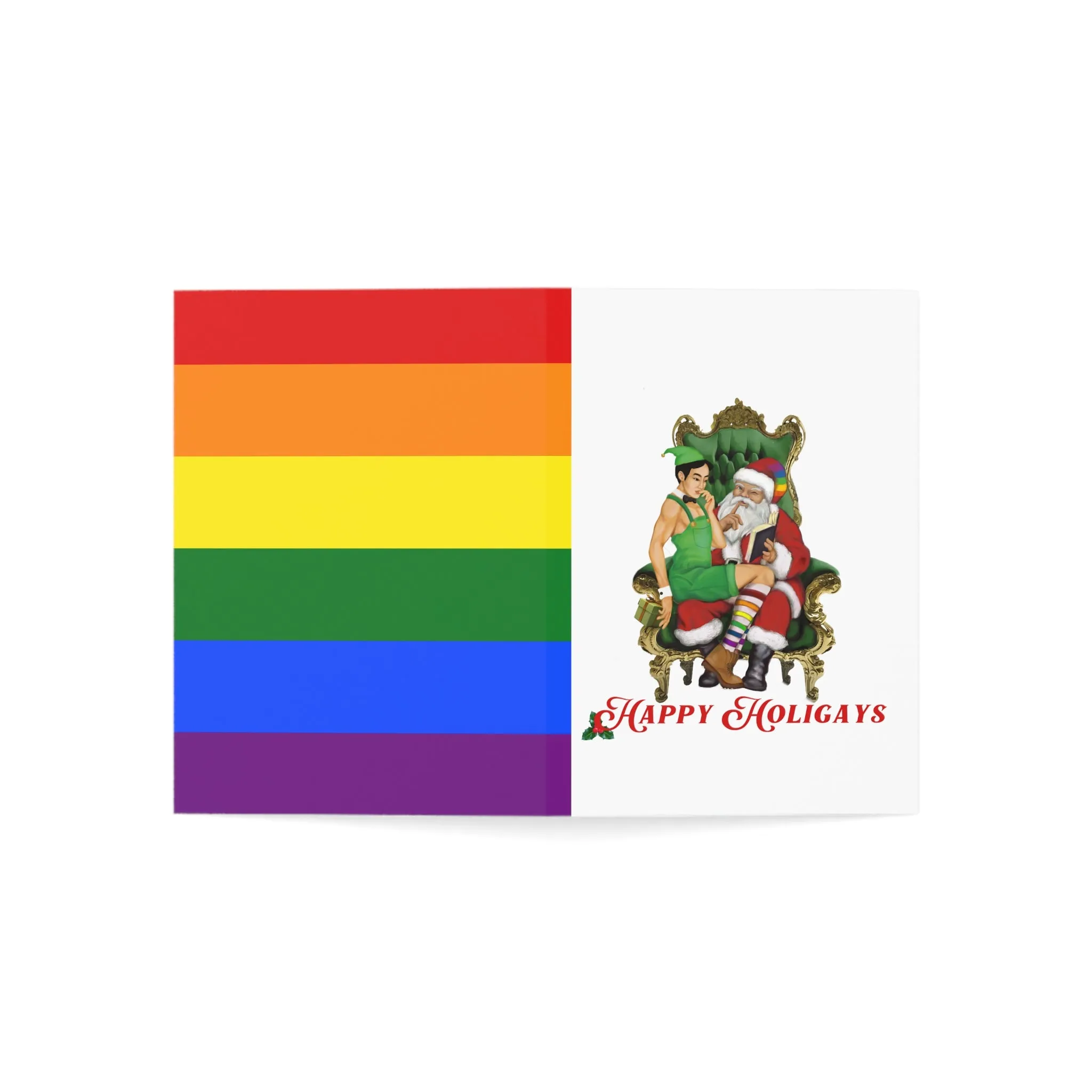 Merry Queermas Greeting Cards ' Happy Holigays (White)