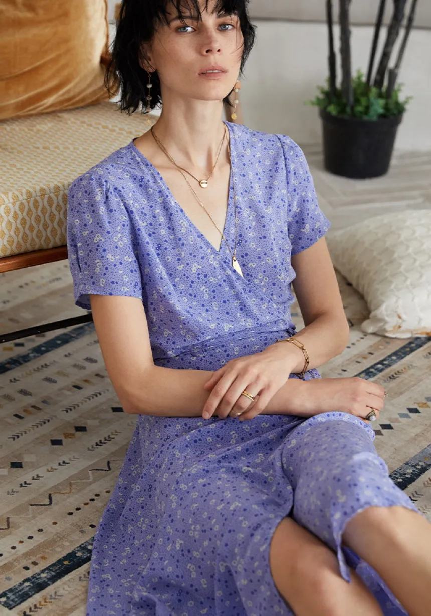 NoNothing |  Women's silk wrap midi dress in floral print