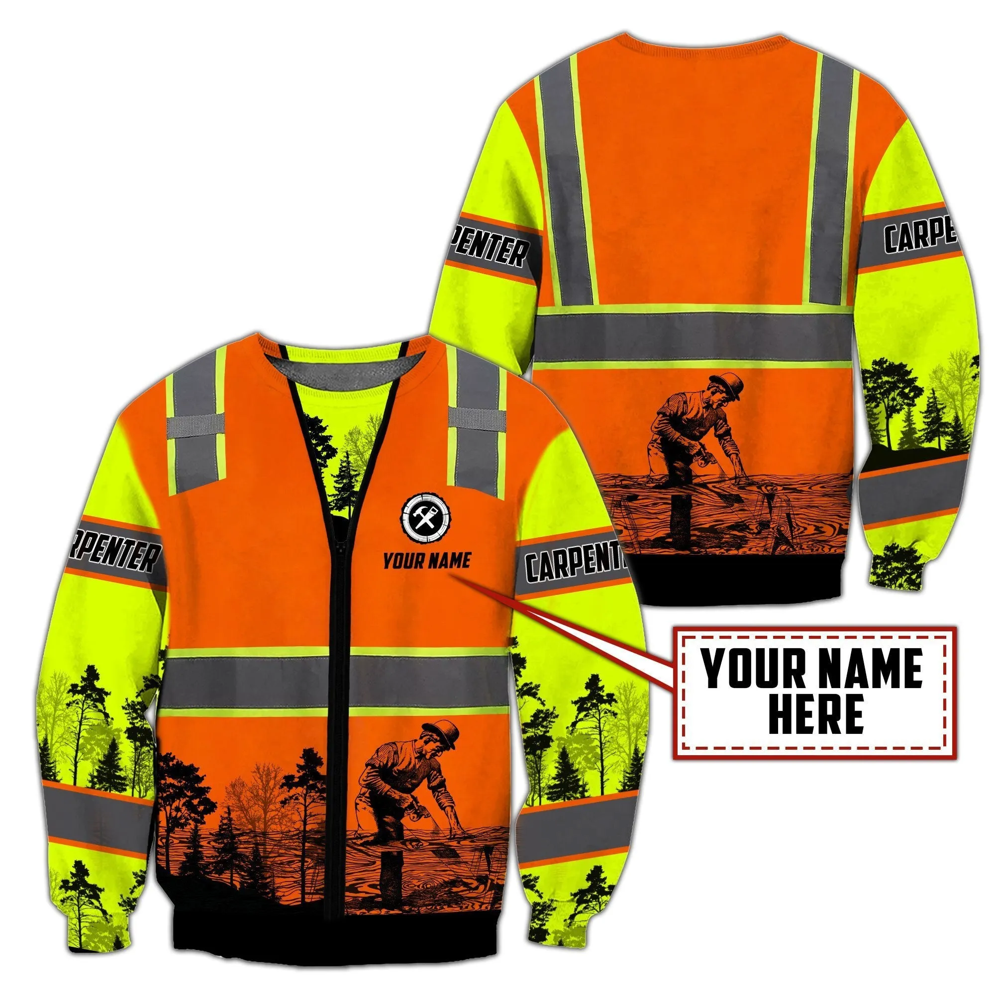 Personalized Name Carpenter 3D All Over Printed Hoodie Tee Shirts Safety, Idea gift for Carpenter