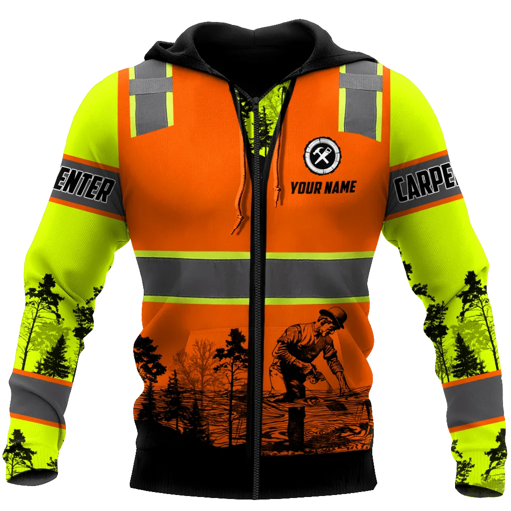 Personalized Name Carpenter 3D All Over Printed Hoodie Tee Shirts Safety, Idea gift for Carpenter