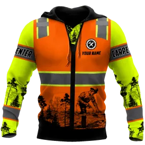 Personalized Name Carpenter 3D All Over Printed Hoodie Tee Shirts Safety, Idea gift for Carpenter
