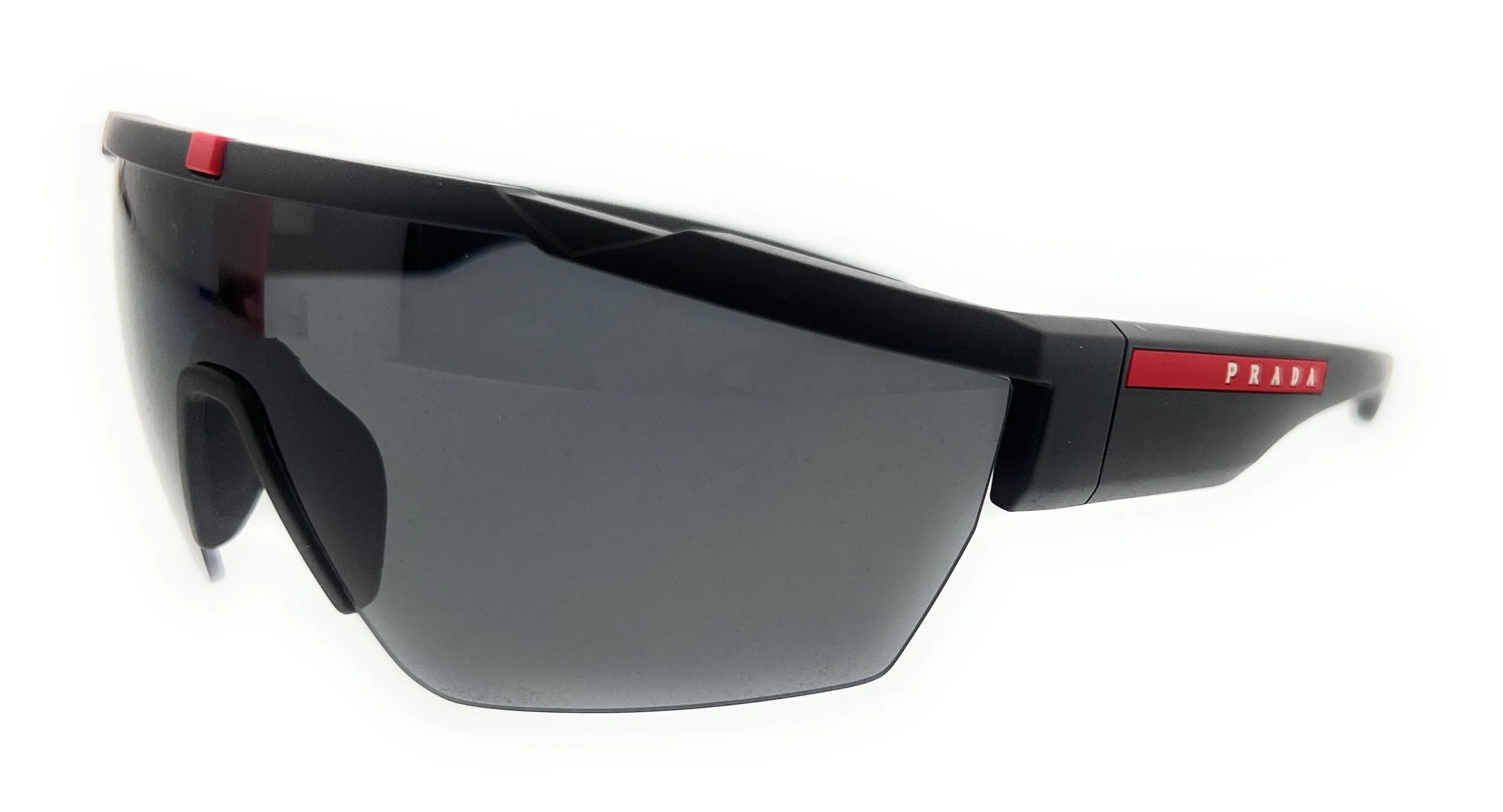 Prada Linea Rossa 0PS 03XS DG05Z1 Black Rubber Wrap Polarized Sunglasses