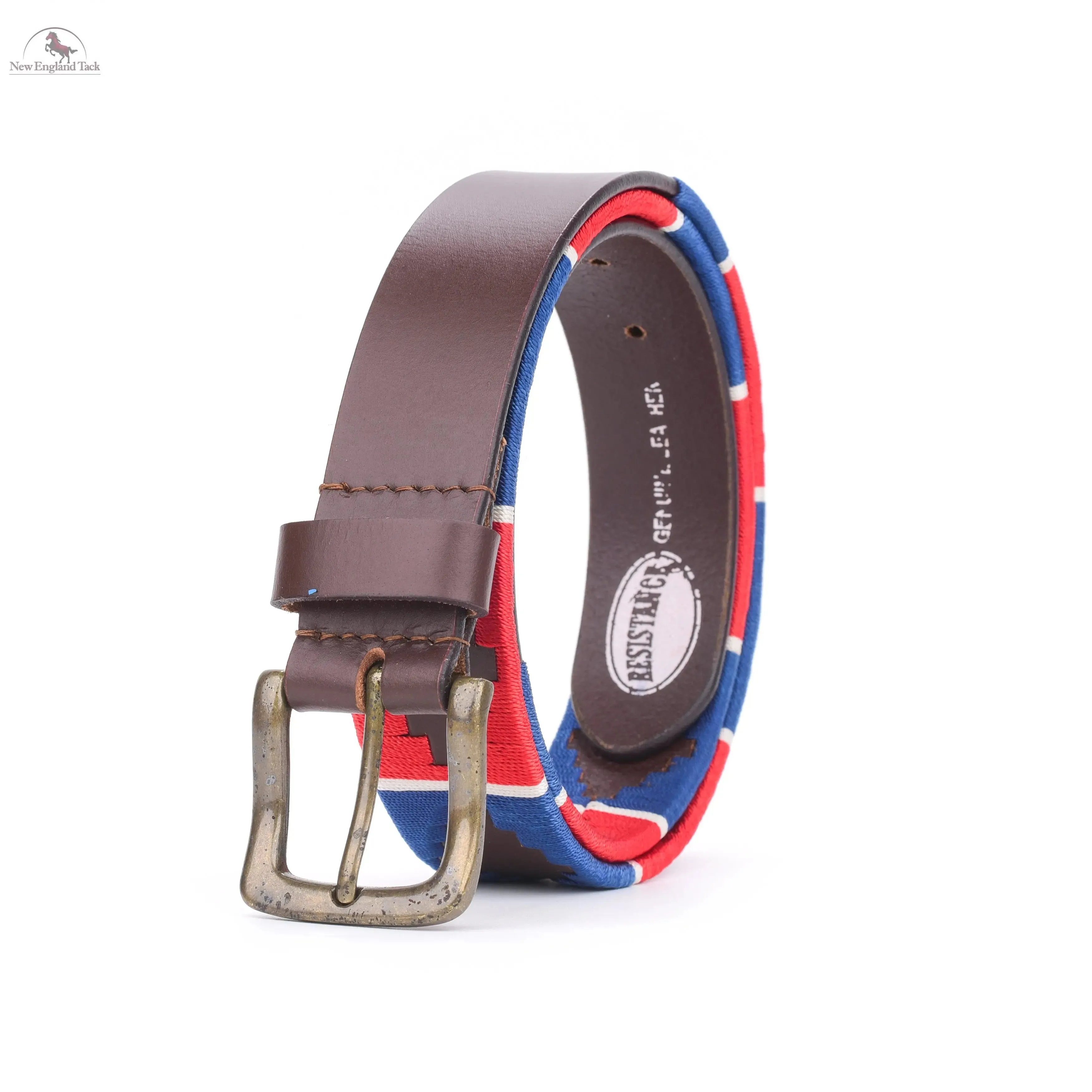 Resistance Polo Belt for Men | Hand Stitched Leather Belt With Colorful Embroidery | Gaucho Style Belt 1.5” Wide