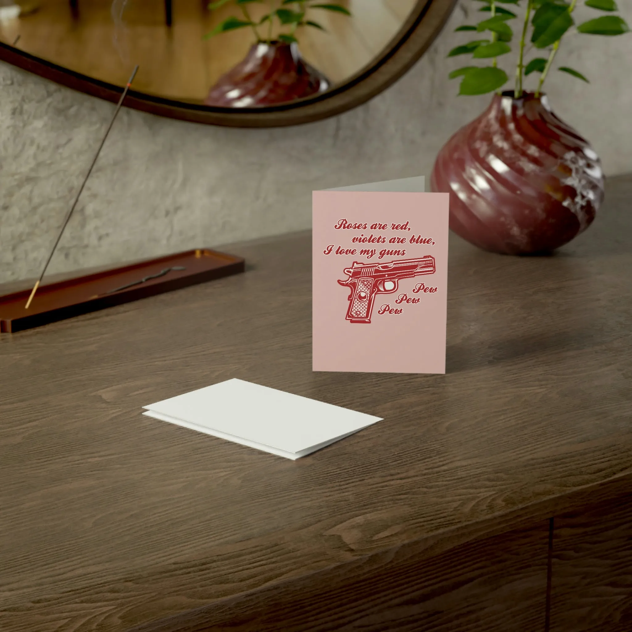 Roses are Red Violets are Blue, I Love My Guns Pew Pew Pew Greeting Cards (1, 10, 30, and 50pcs)