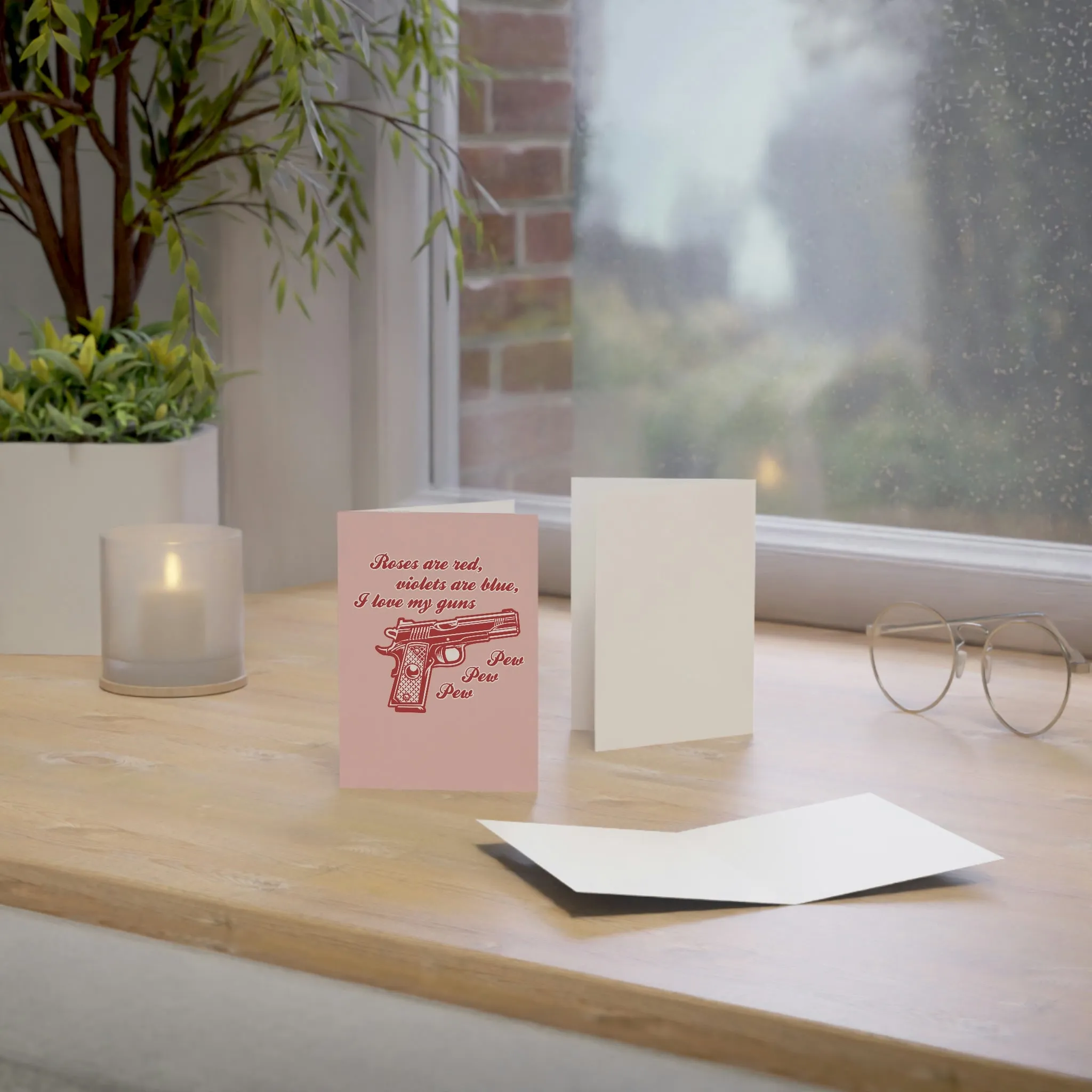 Roses are Red Violets are Blue, I Love My Guns Pew Pew Pew Greeting Cards (1, 10, 30, and 50pcs)