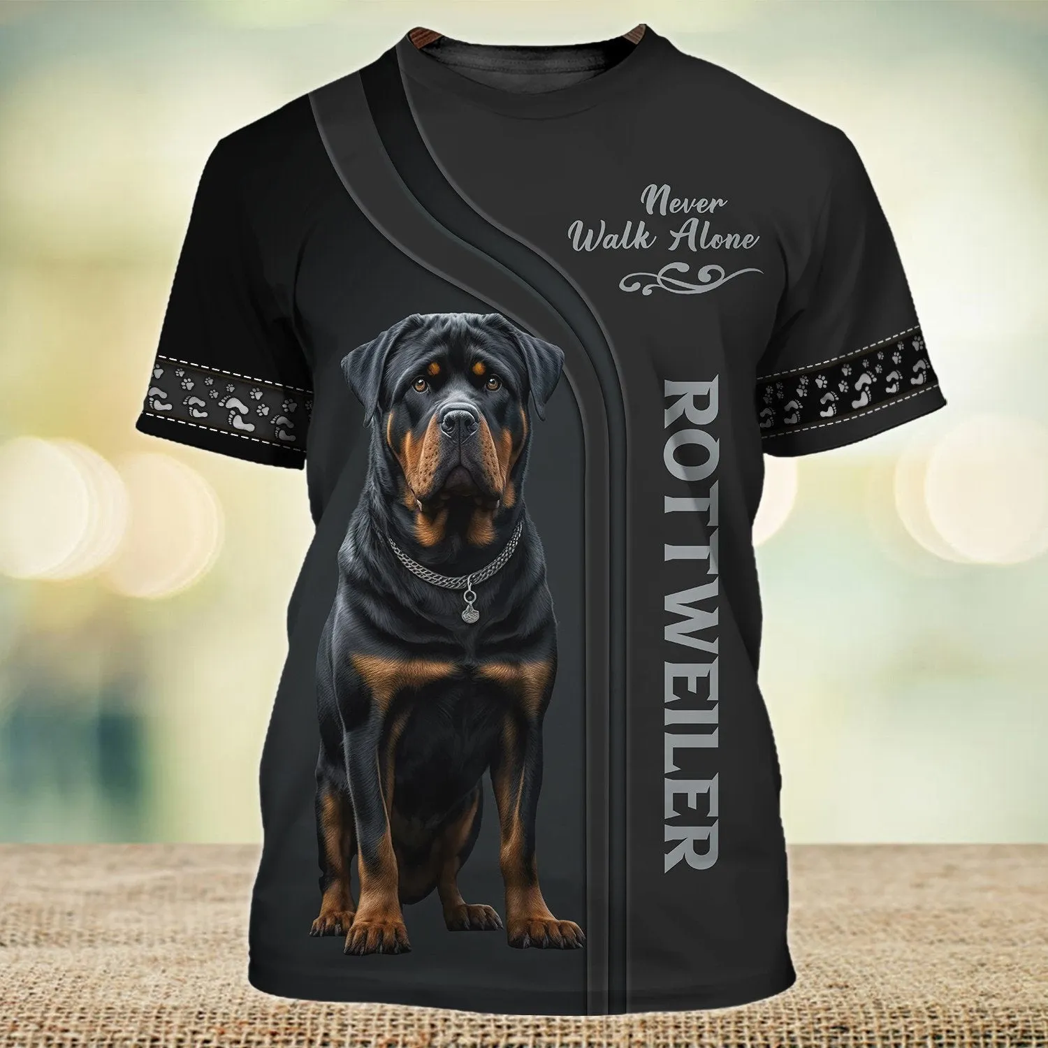 Rottweiler Lover Never Walk Alone 3D Full Print Shirts, Custom Memorial Apparel Shirts, Dog Memorial Gifts for loss of Dog