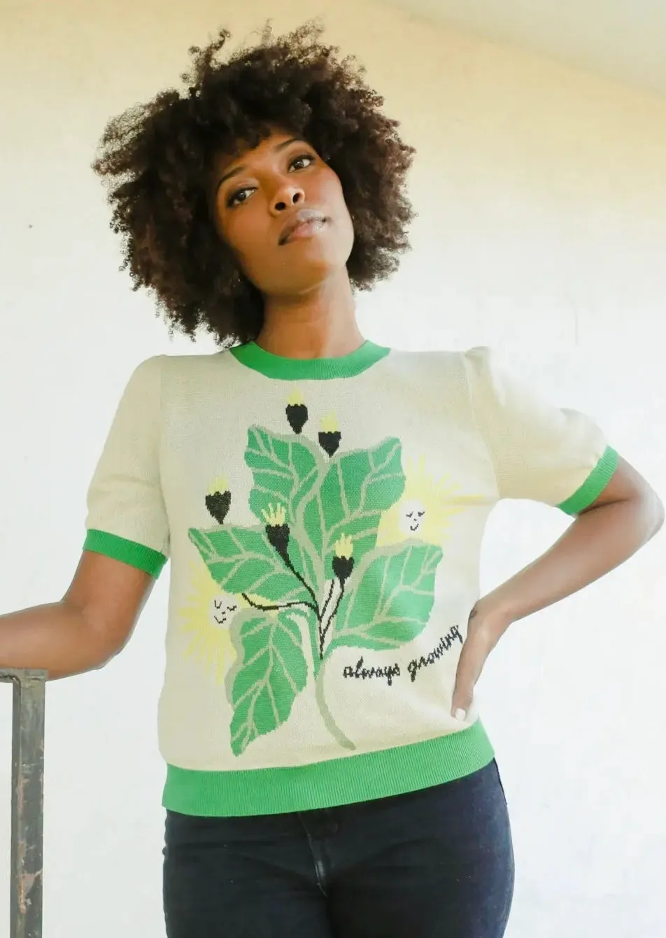 Sid Short Sleeve Sweater in Always Growing