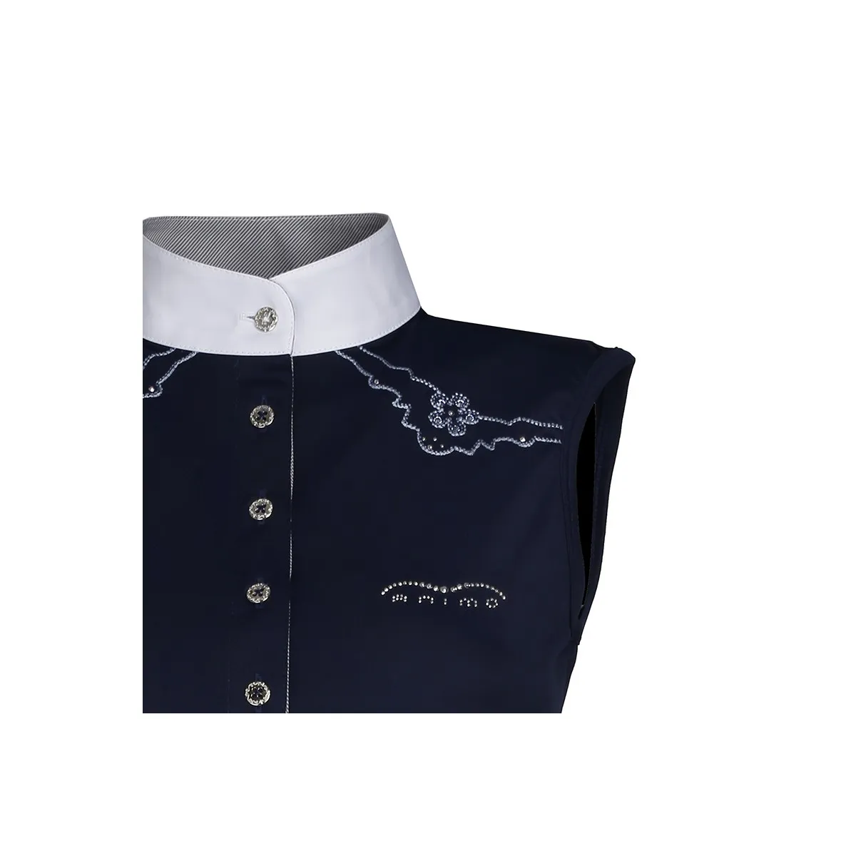 SLEEVELESS JERSEY COMPETITION POLO BARRE ANIMO WITH RHINESTONES AND EMBROIDERY DECORATION Women Blue