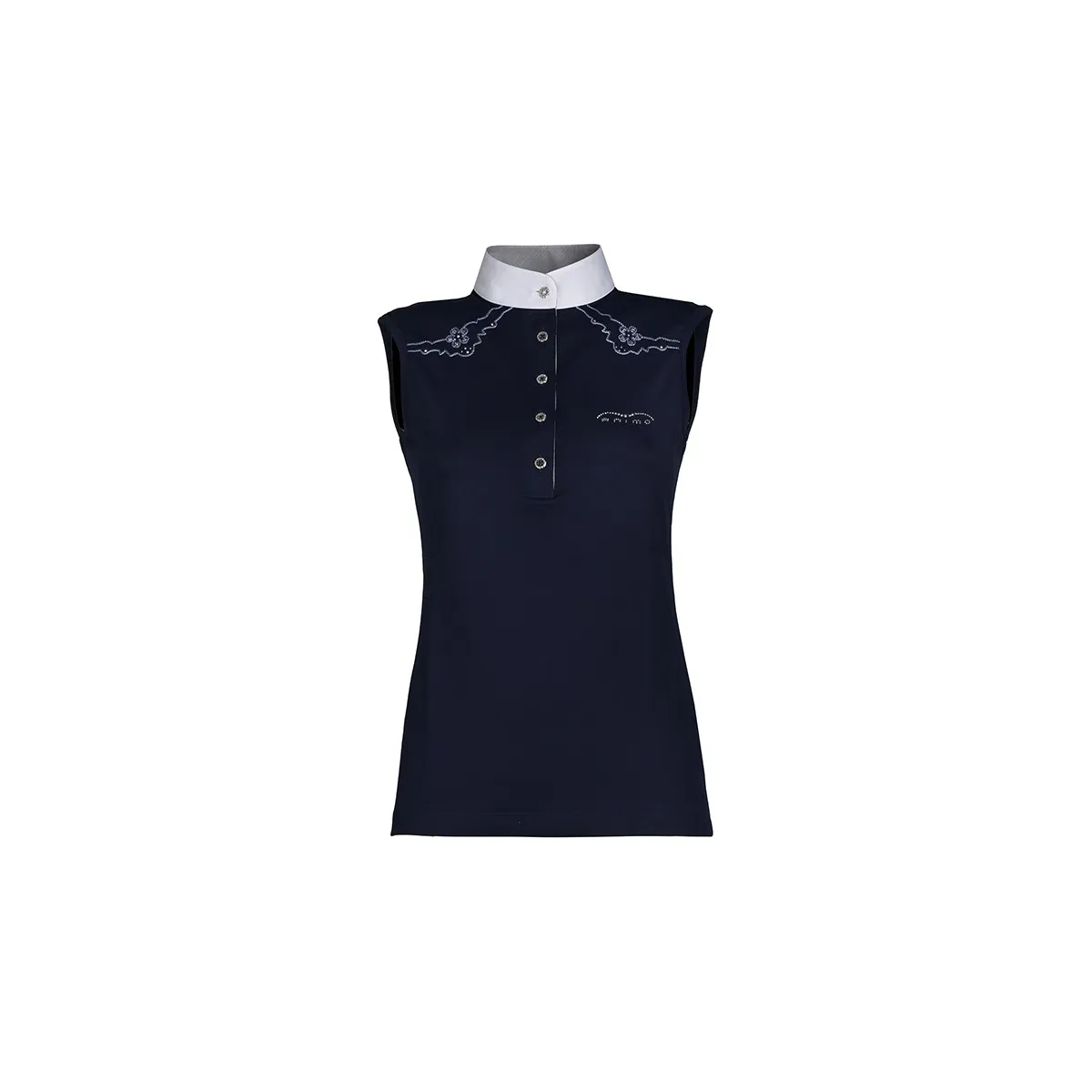 SLEEVELESS JERSEY COMPETITION POLO BARRE ANIMO WITH RHINESTONES AND EMBROIDERY DECORATION Women Blue