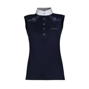 SLEEVELESS JERSEY COMPETITION POLO BARRE ANIMO WITH RHINESTONES AND EMBROIDERY DECORATION Women Blue