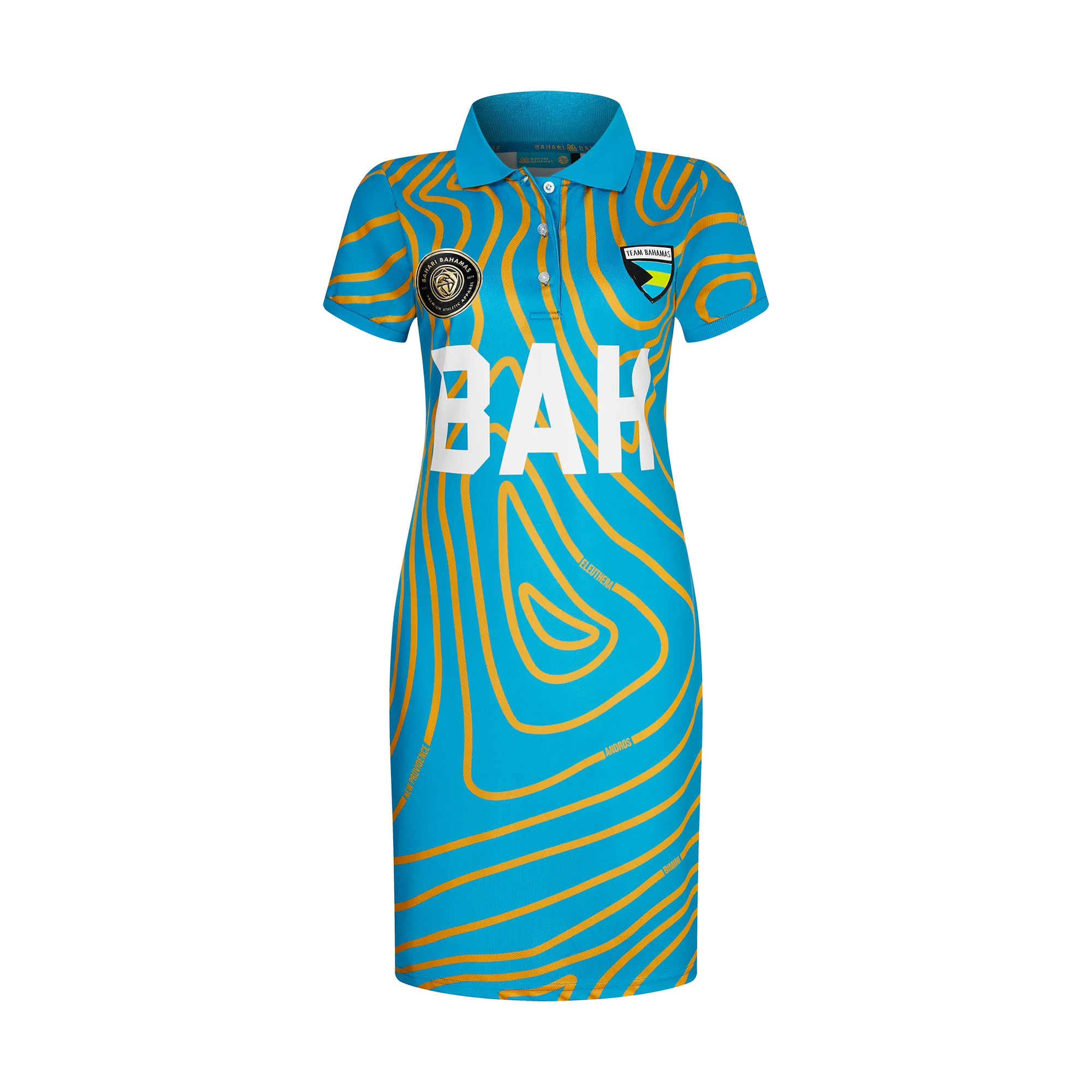 TEAM BAHAMAS POLO DRESS-AQUA