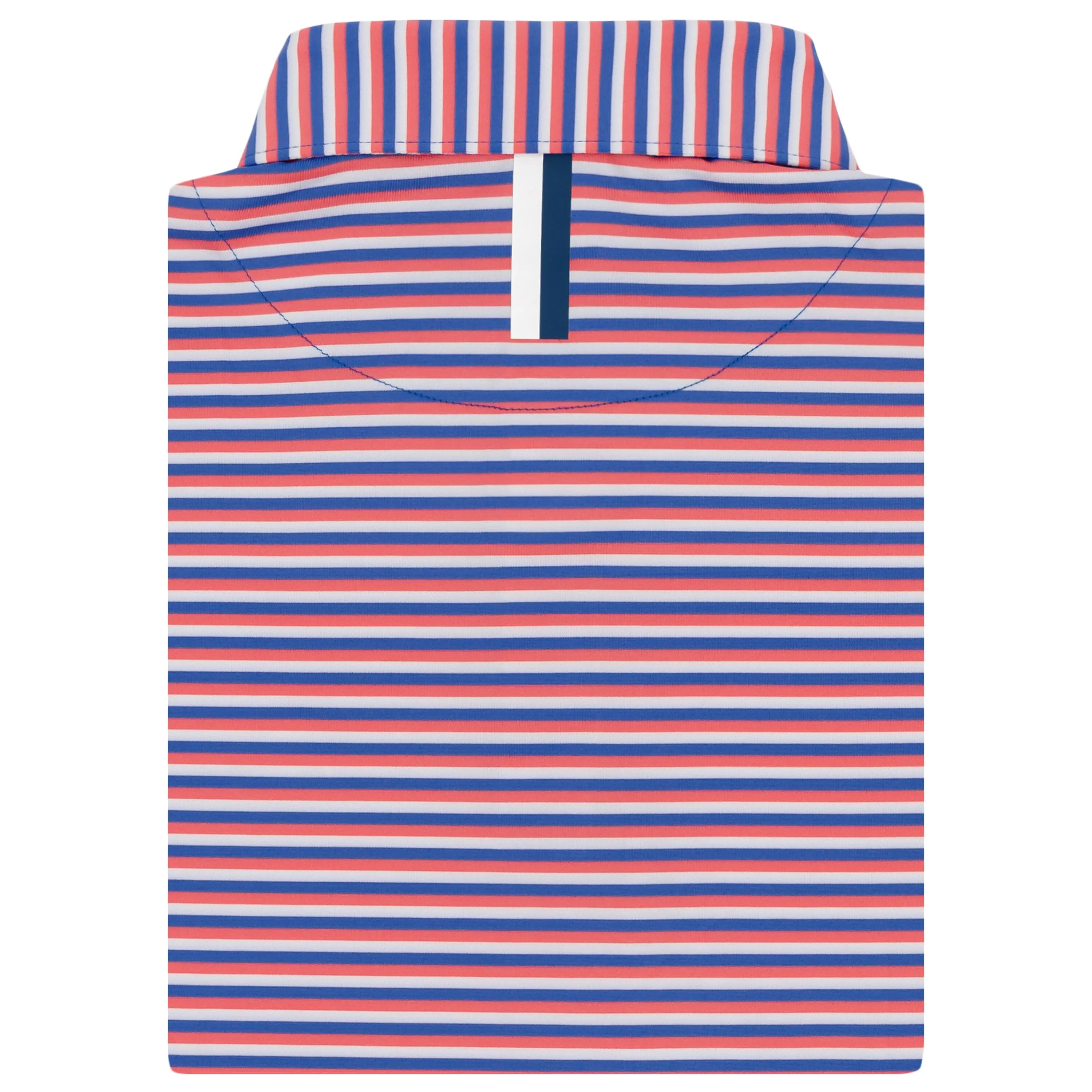 The Cabana Stripe | Performance Polo | The Cabana Stripe - Bunker Blue/Watermelon/White