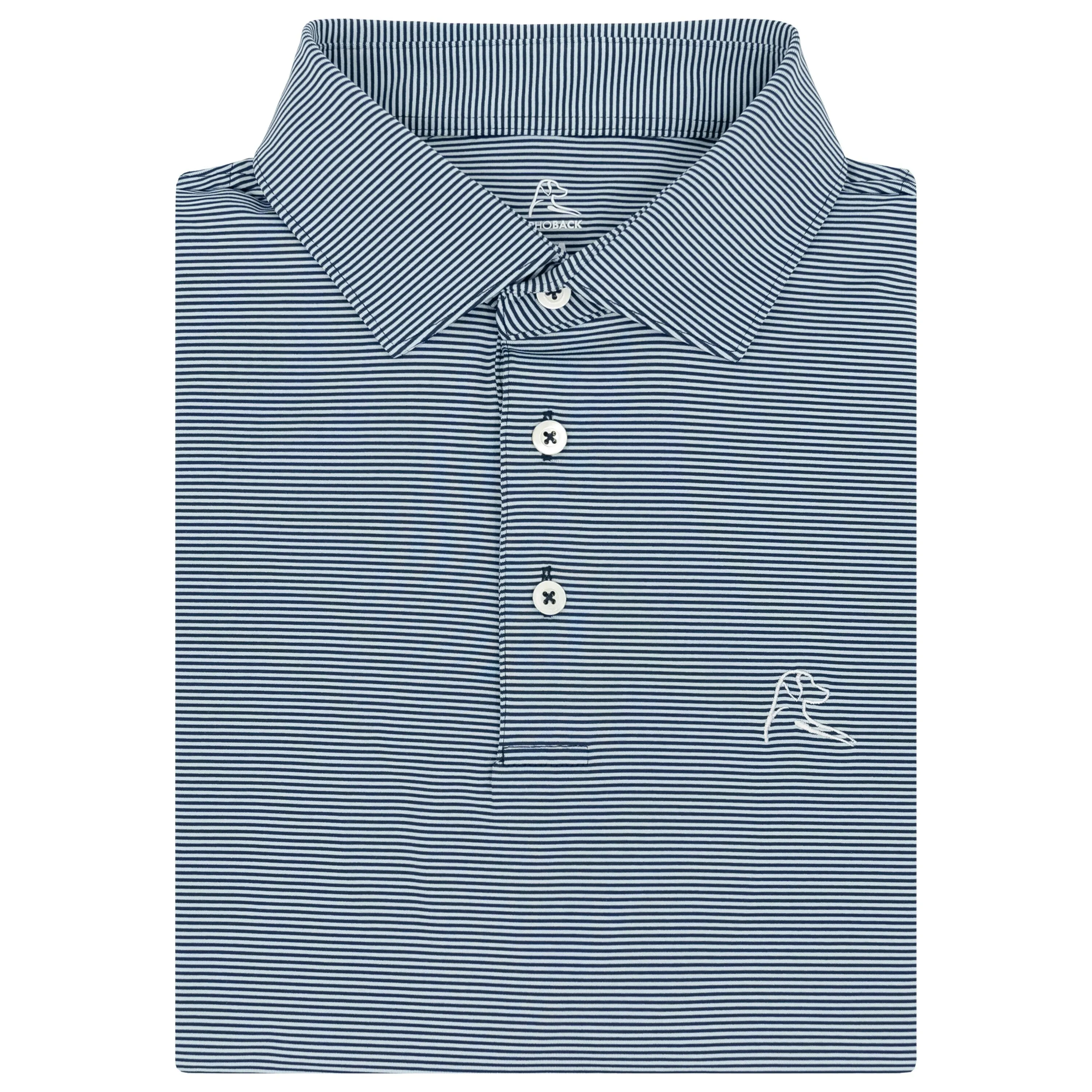 The Crispy Stripe | Performance Polo | The Crispy Stripe - Pale Blue/Admiral Navy