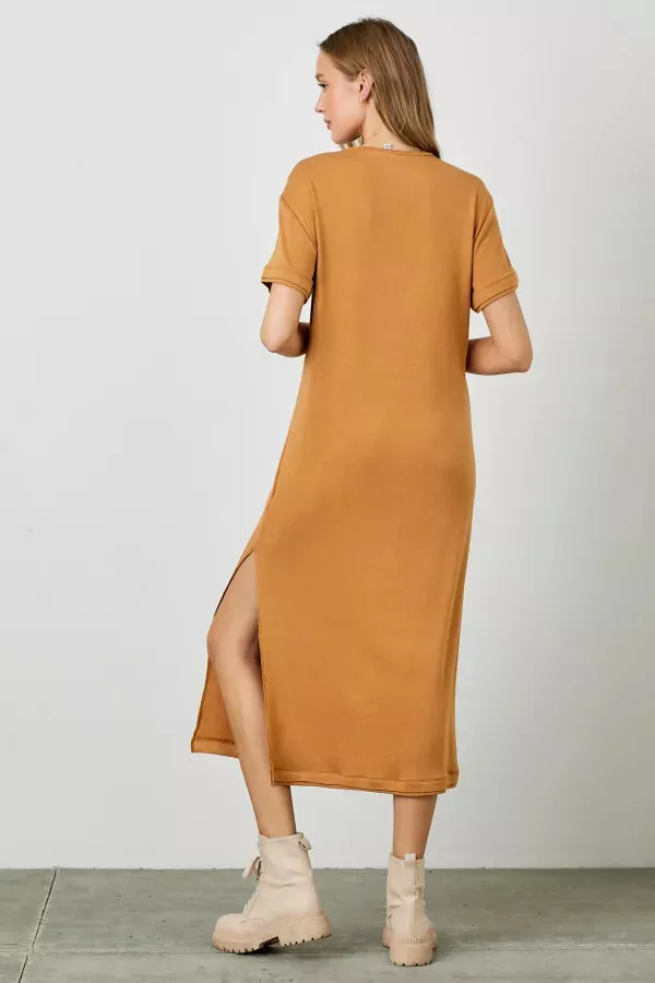 The Maeli Knit Maxi Dress in Camel-Sale