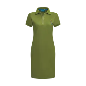 THE STAPLE POLO DRESS-MOSS
