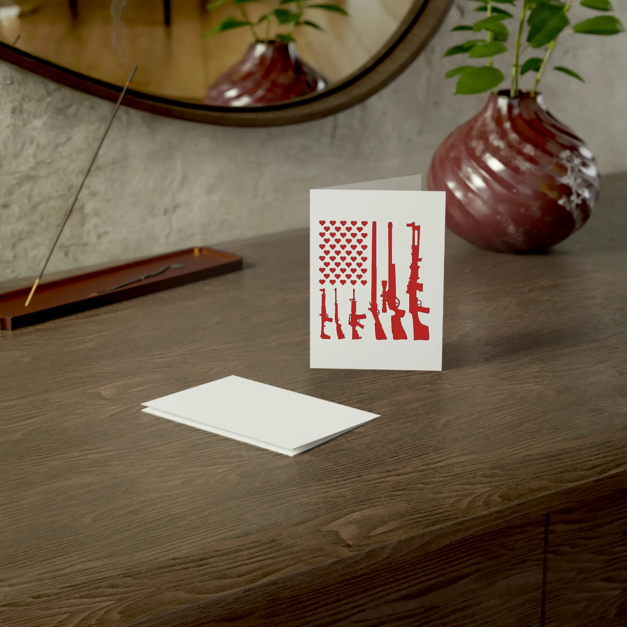 Valentine's Gun Flag Greeting Cards (1, 10, 30, and 50pcs)