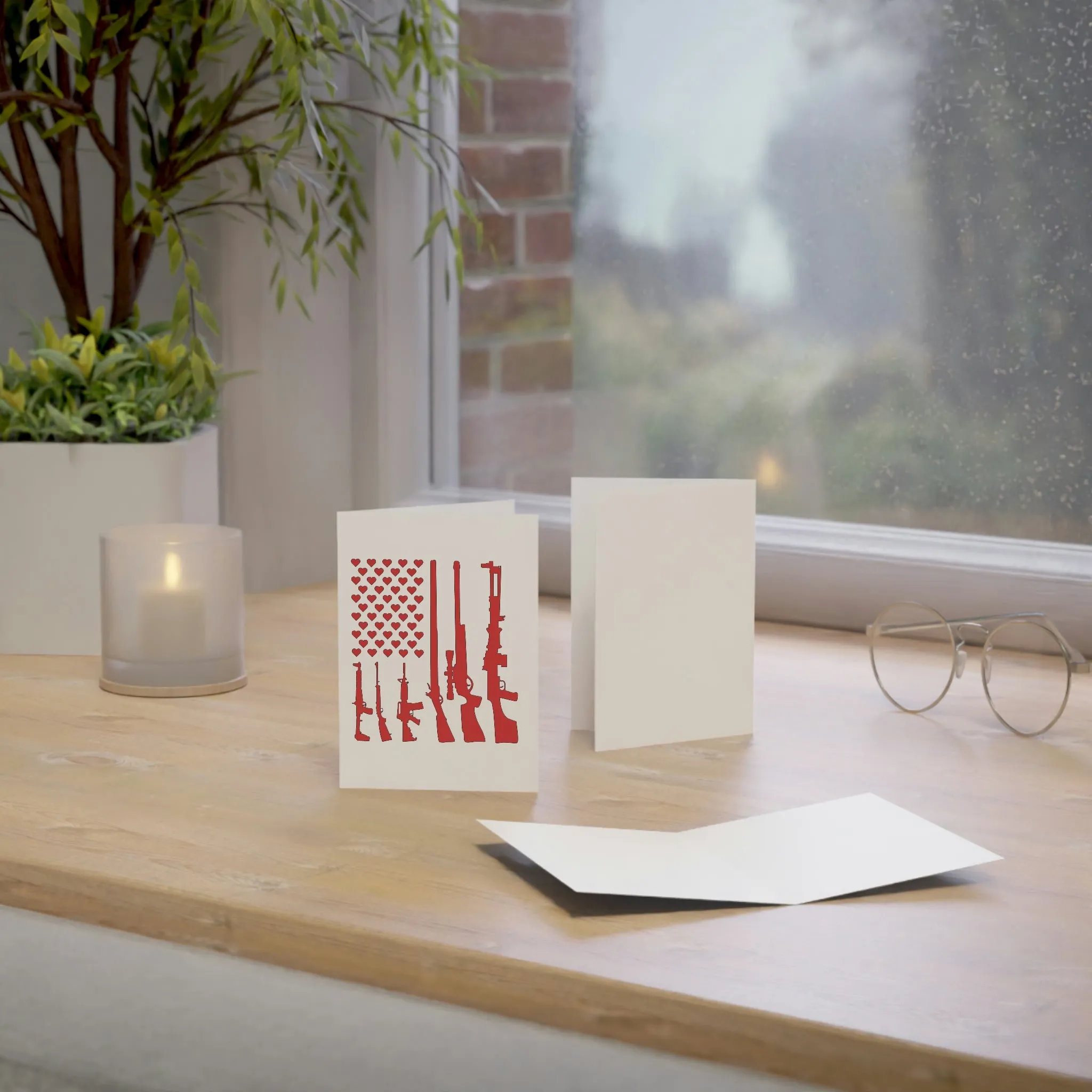 Valentine's Gun Flag Greeting Cards (1, 10, 30, and 50pcs)