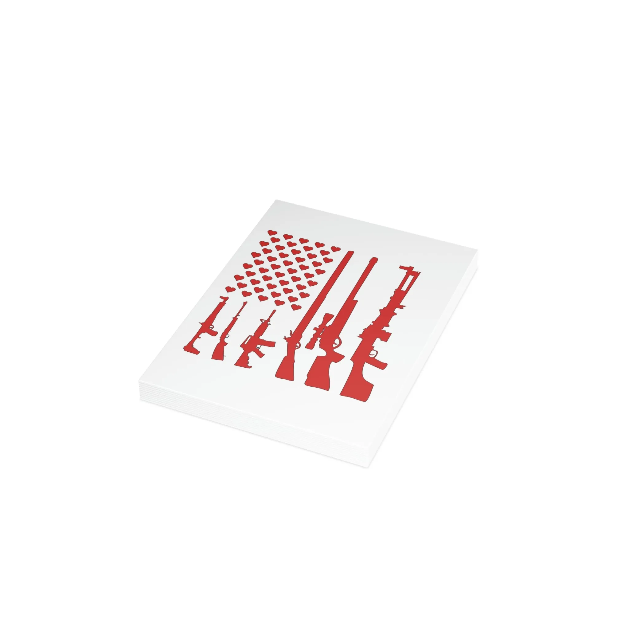 Valentine's Gun Flag Greeting Cards (1, 10, 30, and 50pcs)
