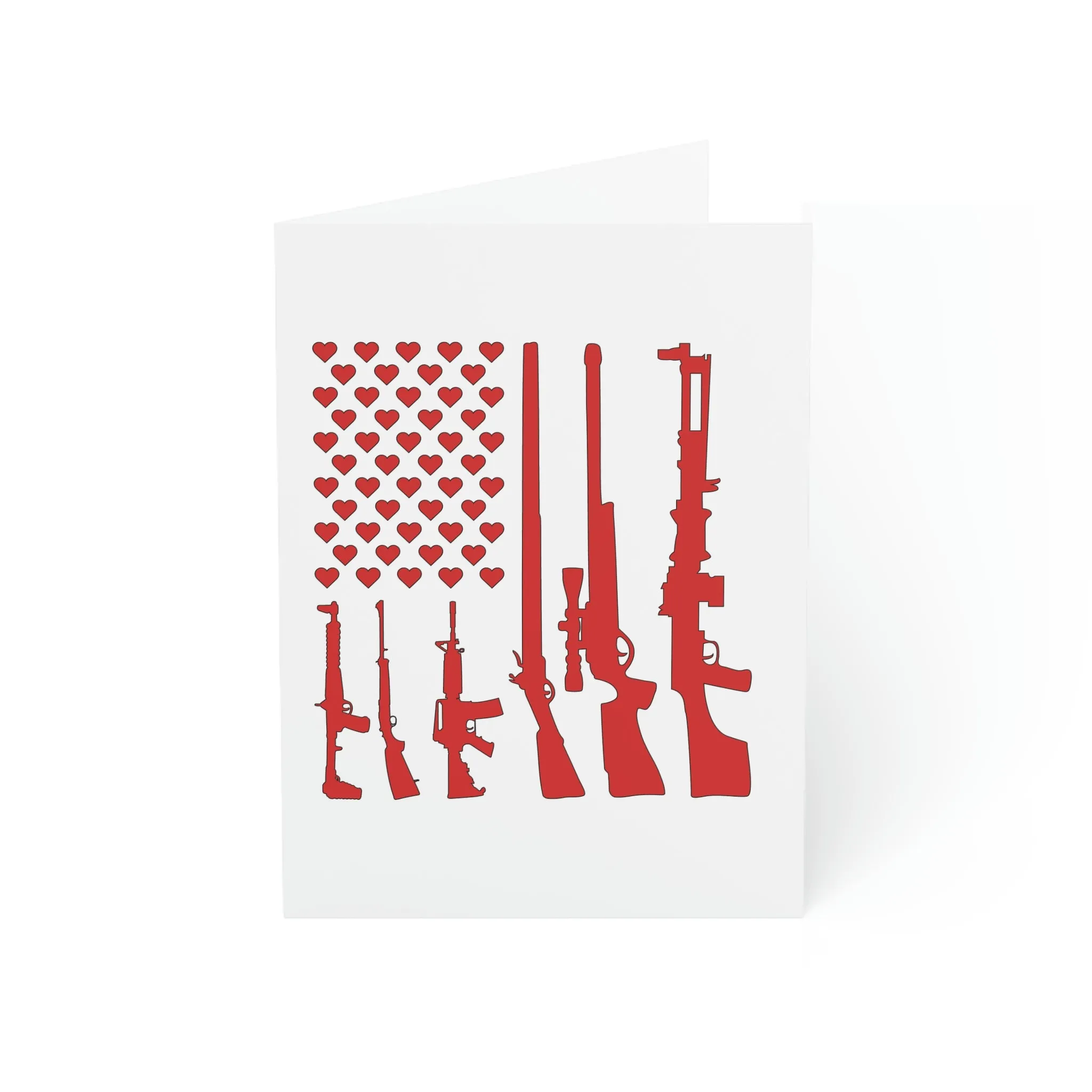 Valentine's Gun Flag Greeting Cards (1, 10, 30, and 50pcs)