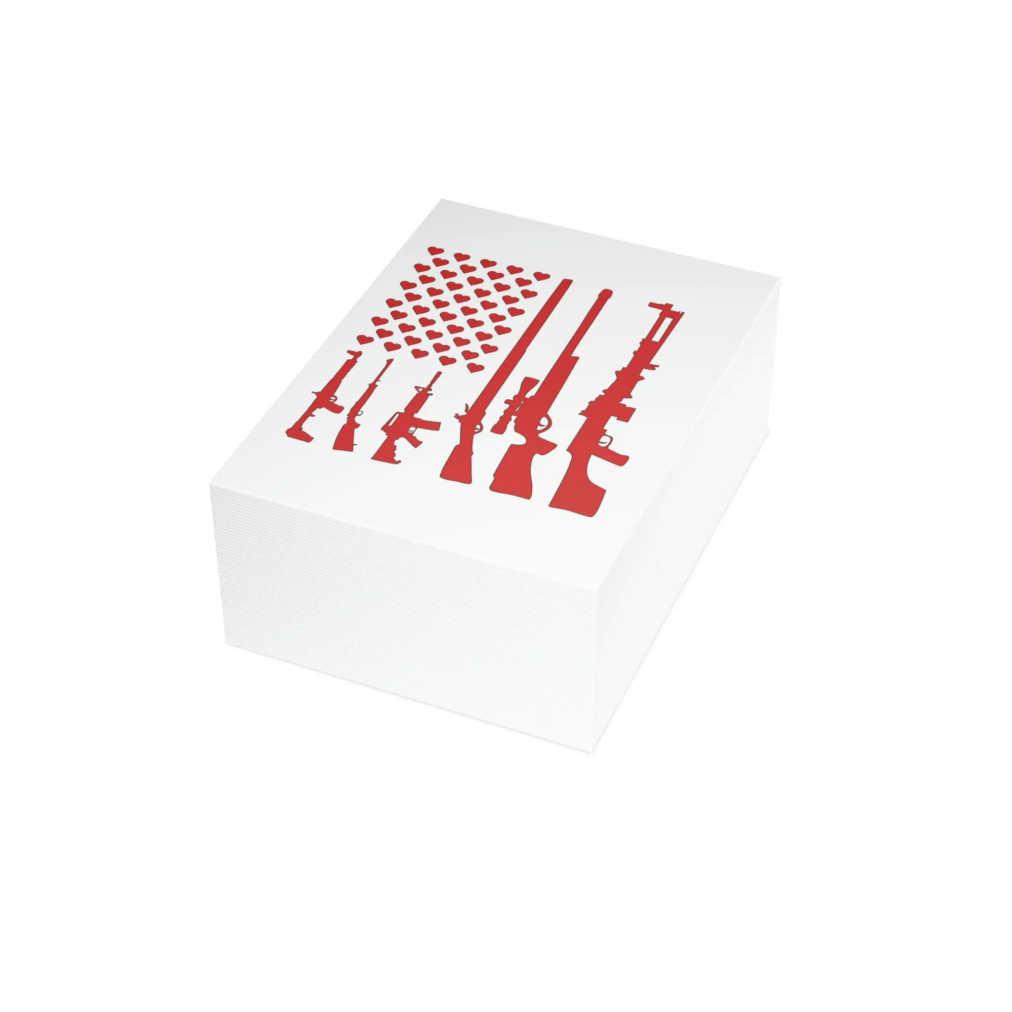 Valentine's Gun Flag Greeting Cards (1, 10, 30, and 50pcs)