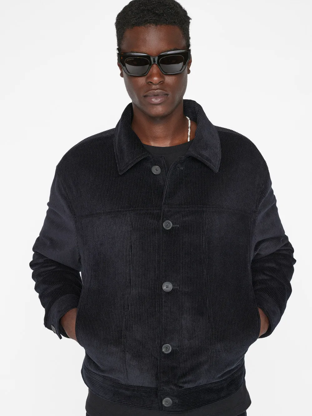 Wide Wale Corduroy Trucker Jacket -- Noir