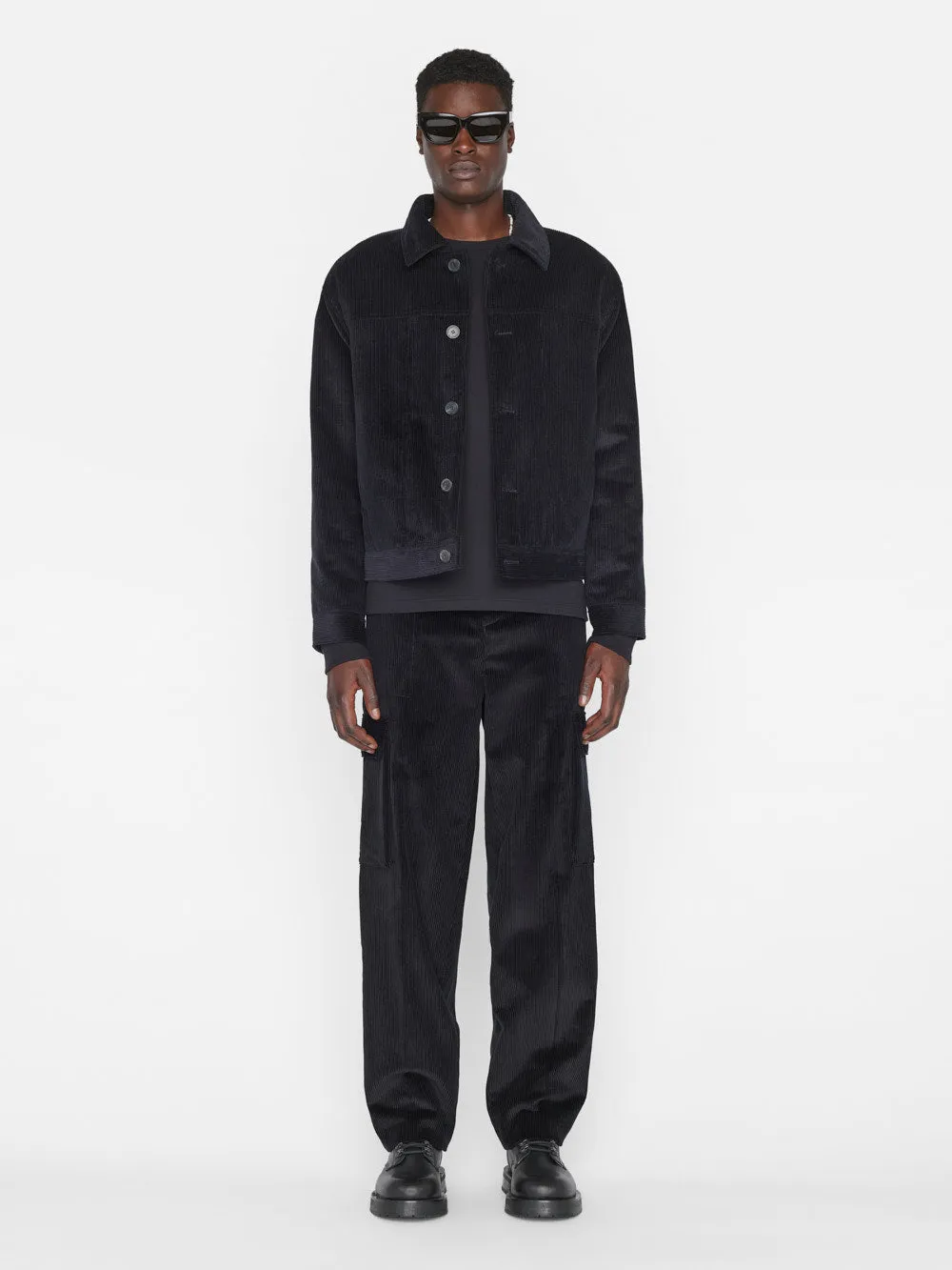 Wide Wale Corduroy Trucker Jacket -- Noir