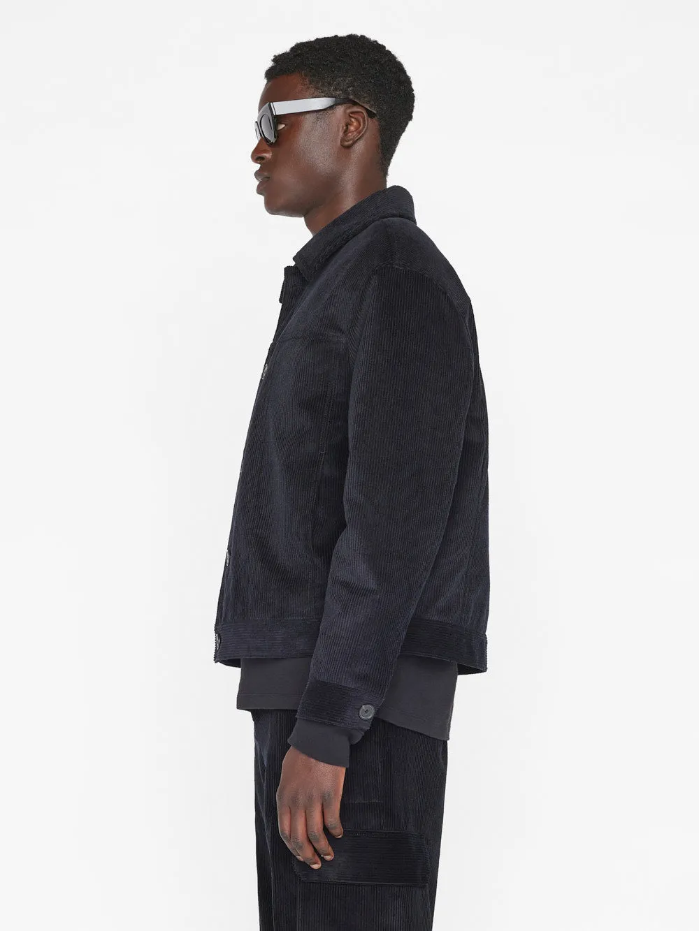 Wide Wale Corduroy Trucker Jacket -- Noir