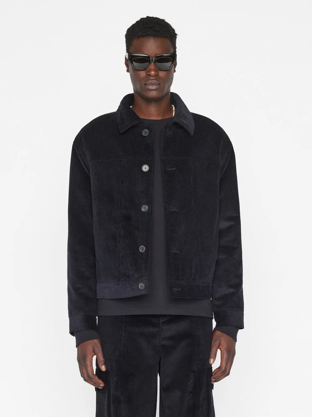 Wide Wale Corduroy Trucker Jacket -- Noir