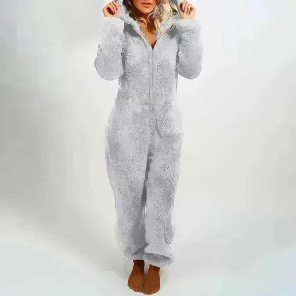Women Polar Bear Winter hooded pajamas Jumpsuit Lounge wear Sleep wear