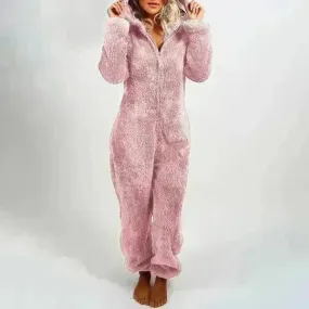 Women Polar Bear Winter hooded pajamas Jumpsuit Lounge wear Sleep wear
