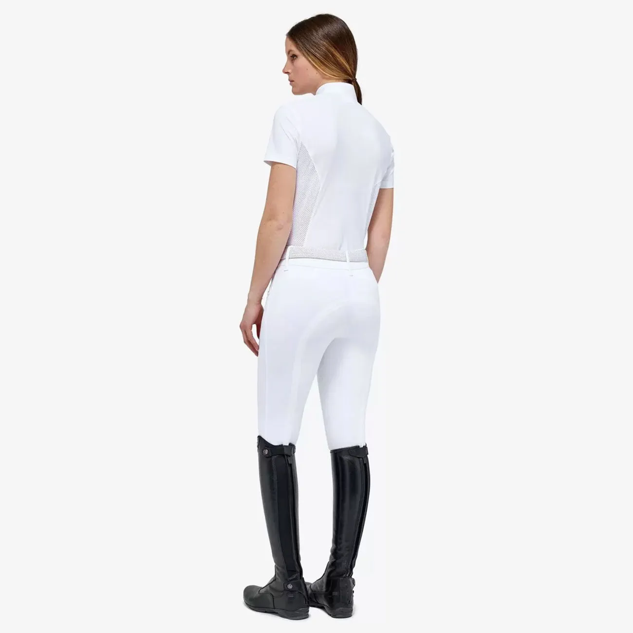 WOMEN&#x27;S COMPETITION POLO SHORT SLEEVE JERSEY FABRIC WHITE