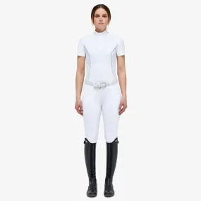 WOMEN&#x27;S COMPETITION POLO SHORT SLEEVE JERSEY FABRIC WHITE